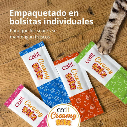 Snack cremoso para gatos Creamy Bitz salmón con gambas 4 x 12 g Catit