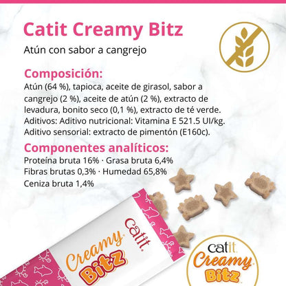 Snack cremoso para gatos Creamy Bitz atún con cangrejo 4 x 12 g Catit