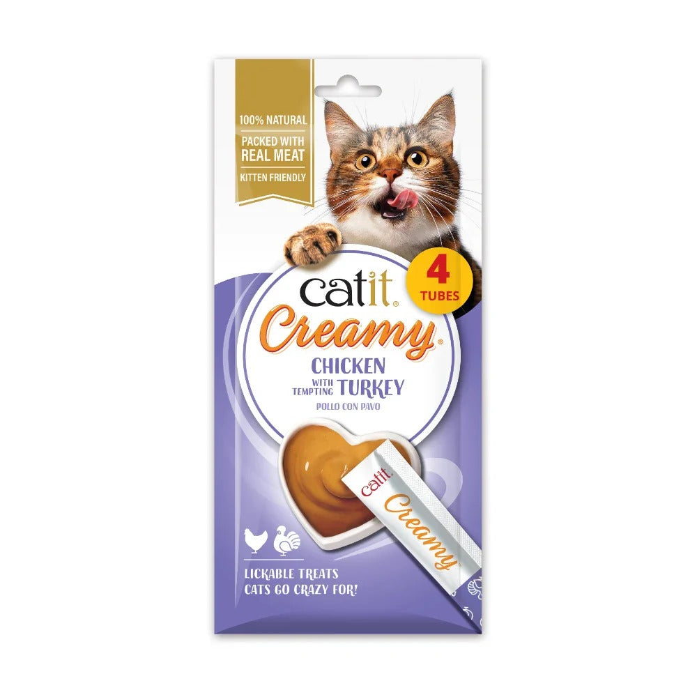 Snack líquido para gatos Creamy pollo y pavo 4 x 10 g Catit
