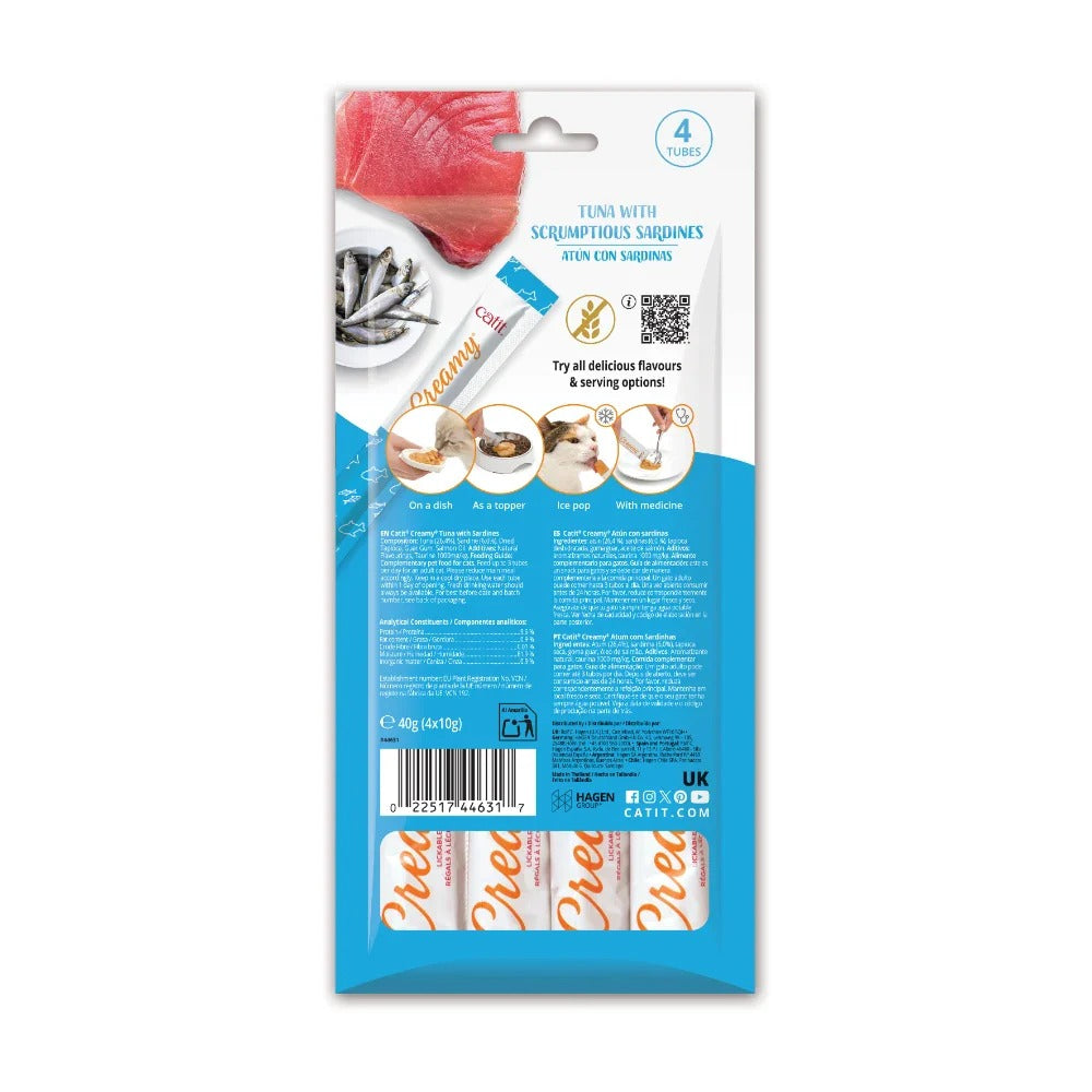 Snack líquido para gatos Creamy atún y sardina 4 x 10 g Catit
