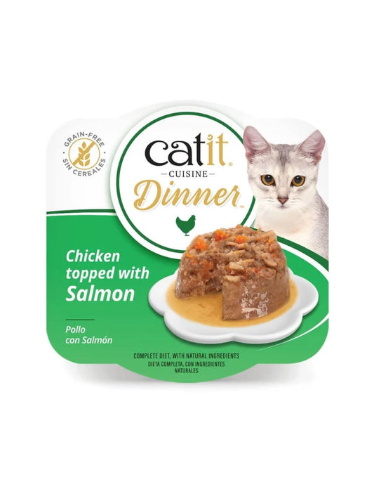 Comida húmeda para gatos Dinner pollo con salmón Cuisine 75 g Catit