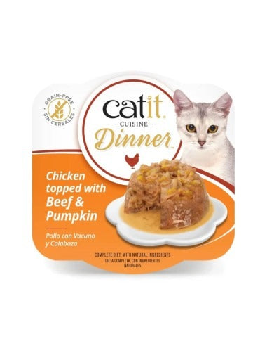 Comida húmeda para gatos Dinner pollo con vacuno y calabaza Cuisine Catit