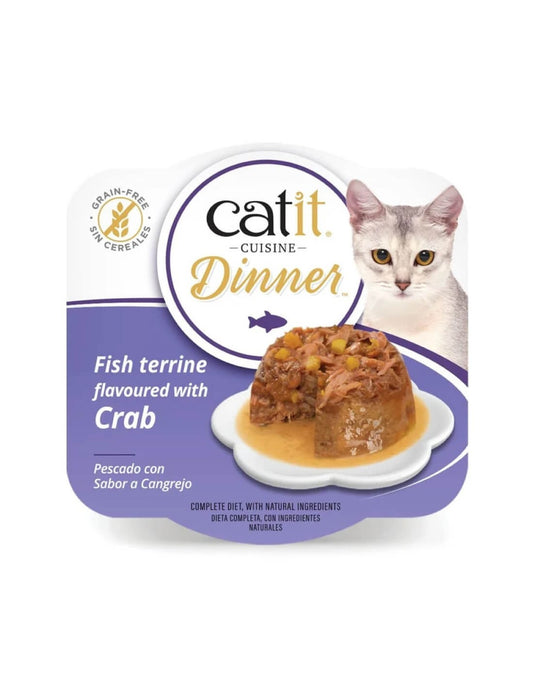 Comida húmeda para gatos Dinner pescado con sabor a cangrejo Cuisine 75 g Catit