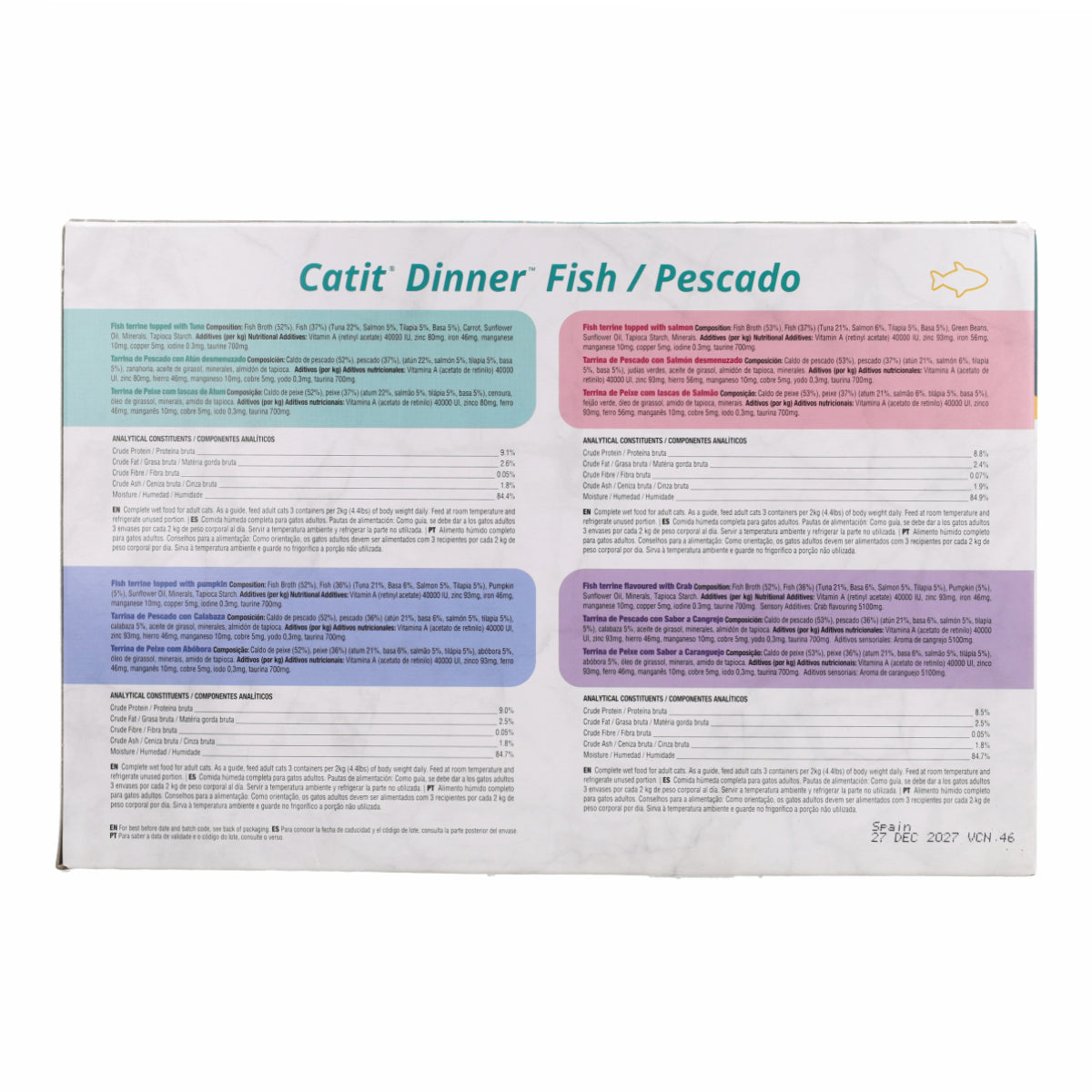 Comida húmeda para gatos Dinner pescado Pack Variado Cuisine 12 x 75 g Catit