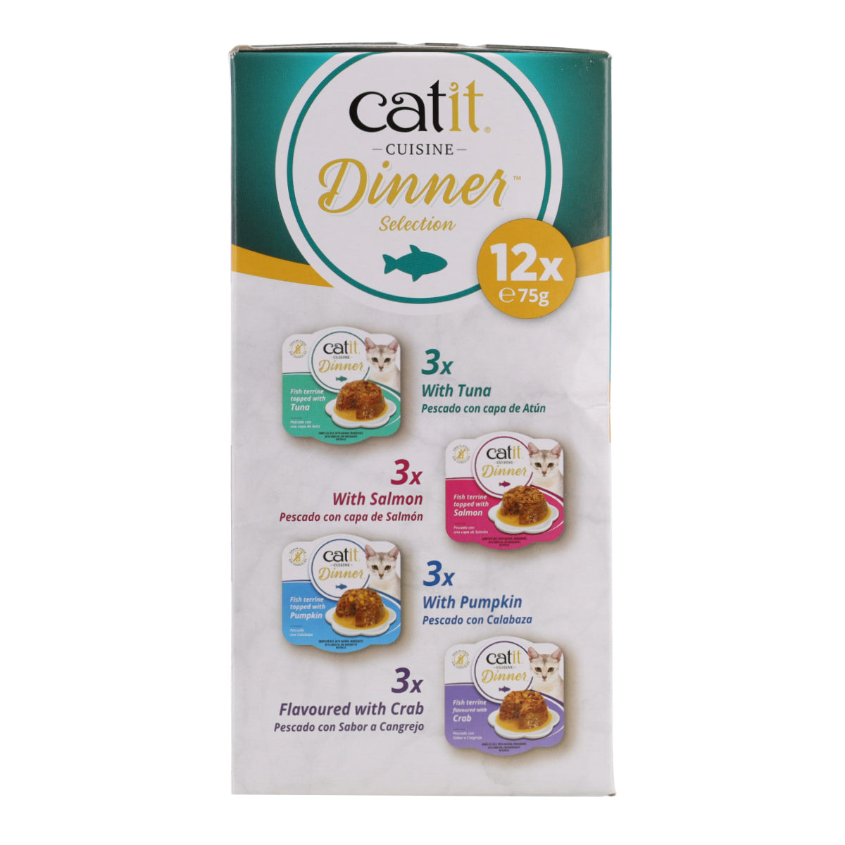 Comida húmeda para gatos Dinner pescado Pack Variado Cuisine 12 x 75 g Catit