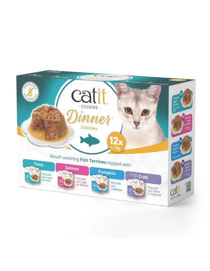 Comida húmeda para gatos Dinner pescado Pack Variado Cuisine 12 x 75 g Catit