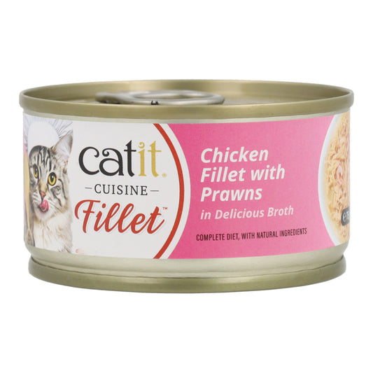Comida húmeda para gatos Fillet pollo con gambas en caldo Cuisine 75 g Catit