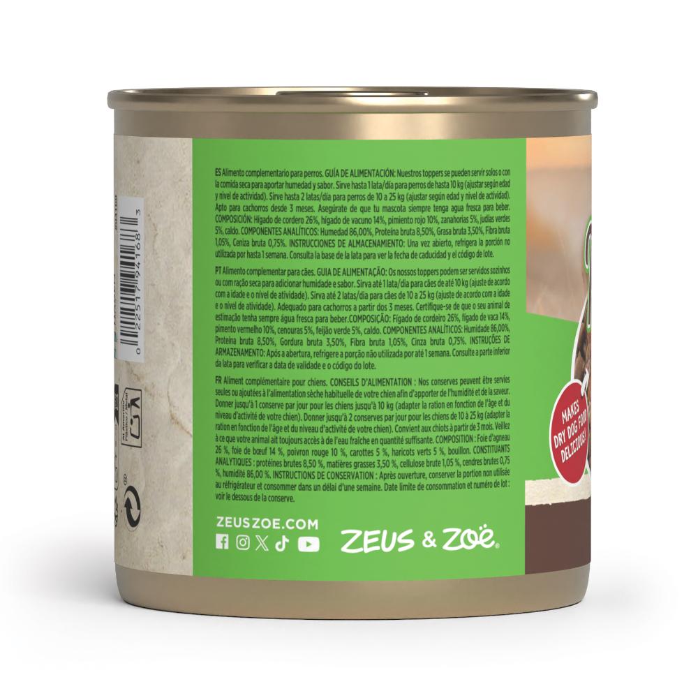 Topping para pienso de perros Natural Toppers cordero con vacuno 170 g Zoë