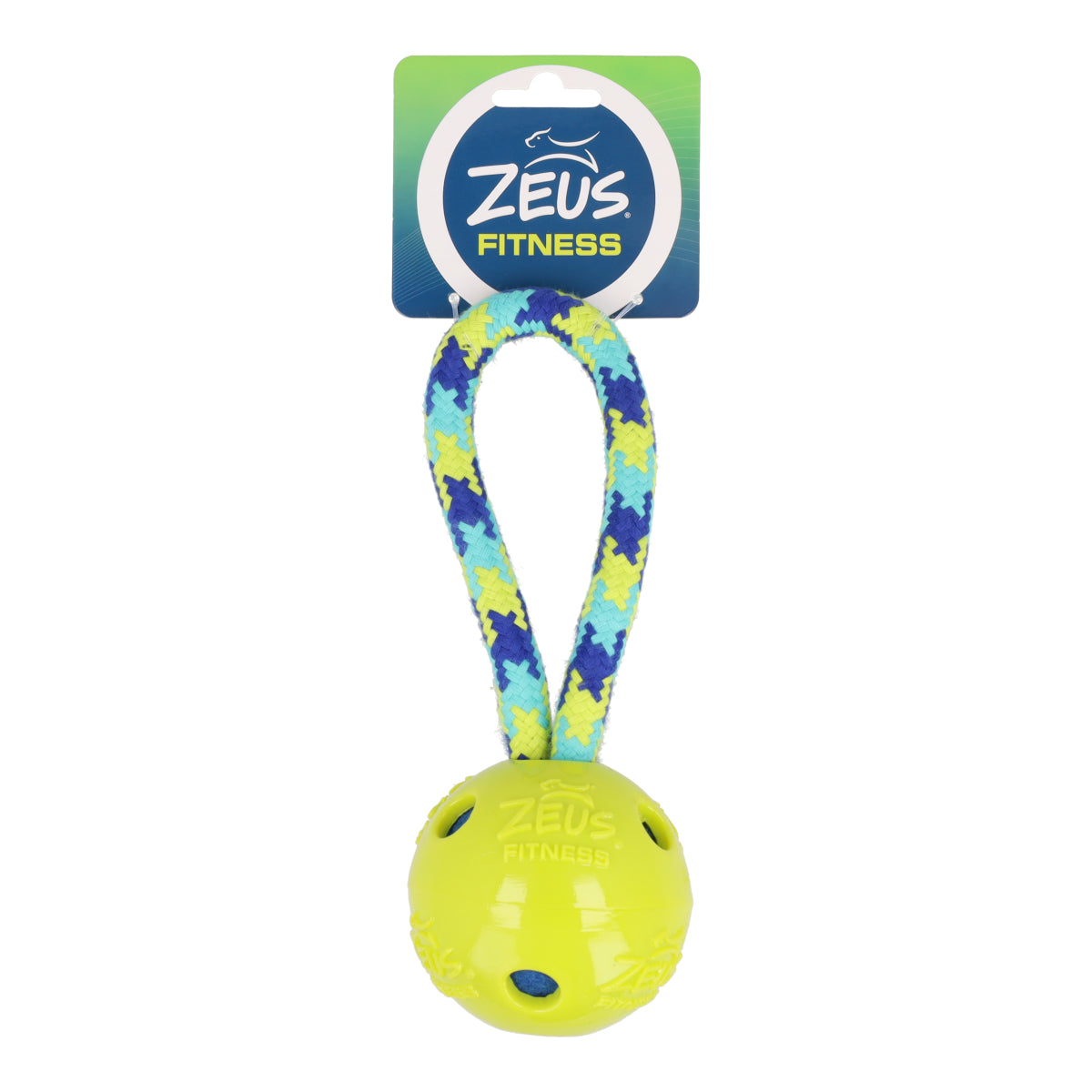 Zeus Fitness TPR Pelota y Cuerda Tug, 22cm