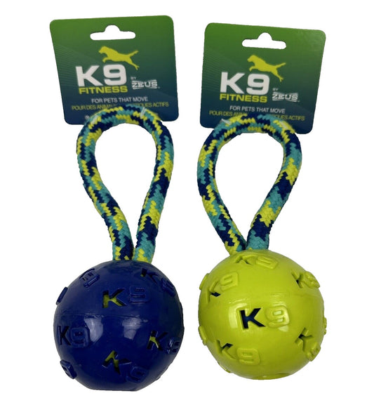 Zeus Fitness TPR Pelota y Cuerda Tug, 22cm