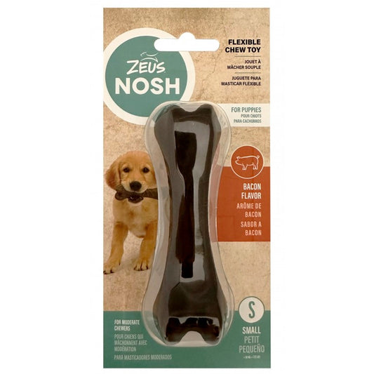 Zeus Nosh Flexible Puppy Hueso, Bacon S, 11cm