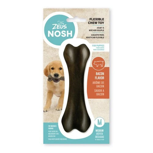 Nosh Flexible Puppy Hueso, Bacon Zeus M, 15cm
