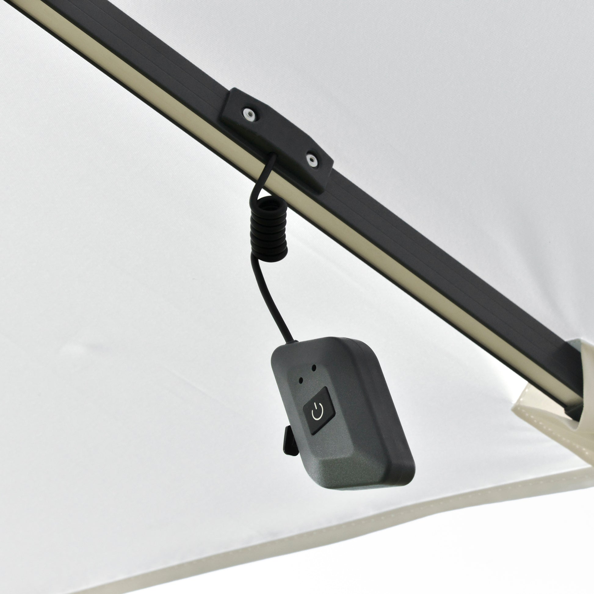 Outsunny Sombrilla De 300 Cm Luces Led Protección Uv 50+ Giratorio Con Manivela_3
