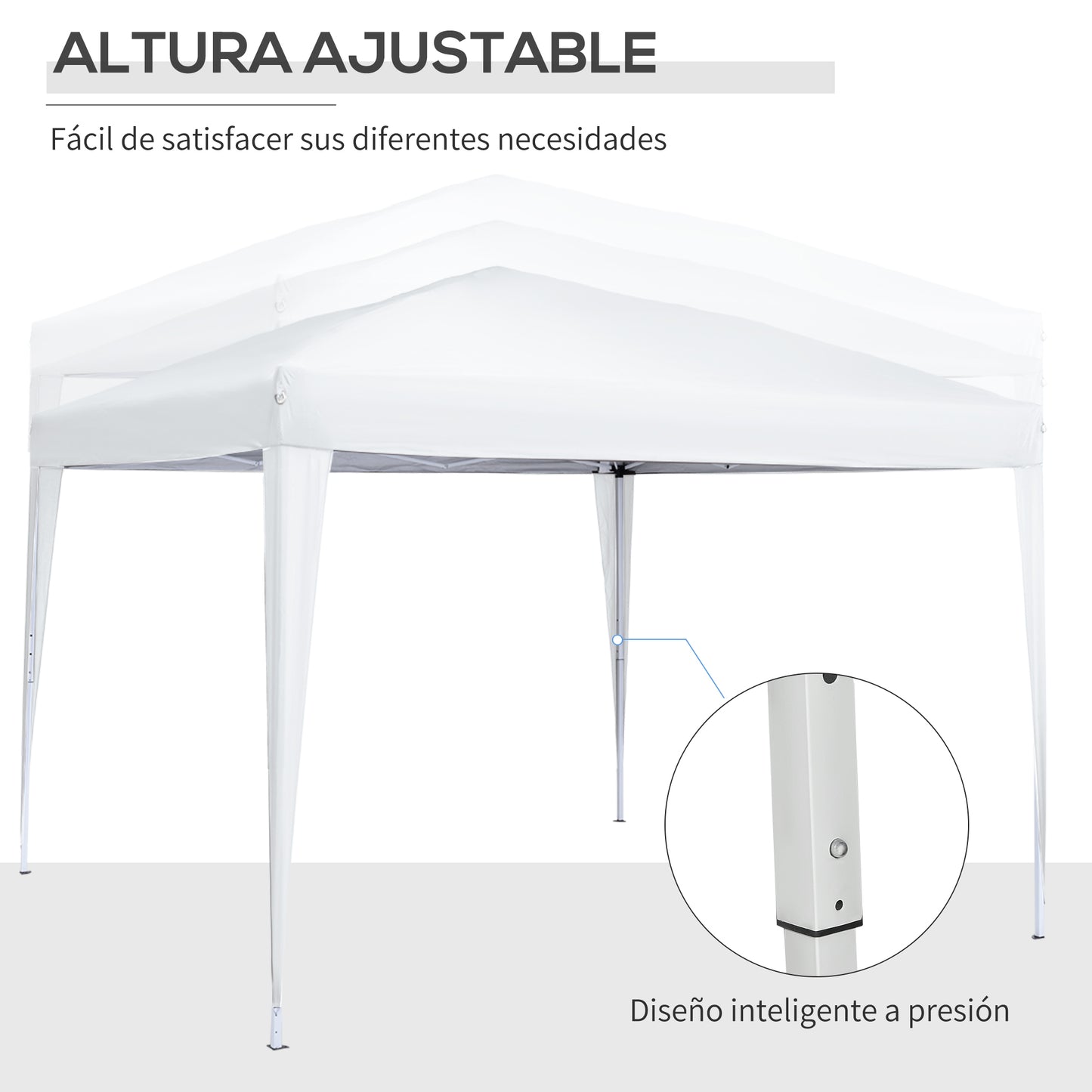 Outsunny Conjunto De 1 Carpa Plegable 3x3 M Y 2 Paredes Laterales 3x2 M Blanco_4