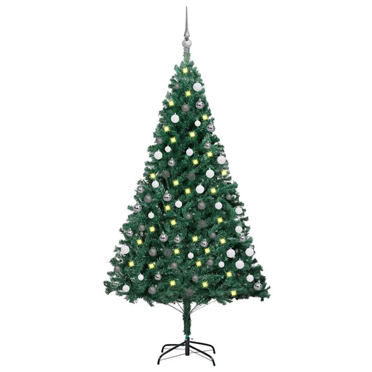 Vidaxl Árbol De Navidad Preiluminado Con Luces Y Bolas Verde 120 Cm_0