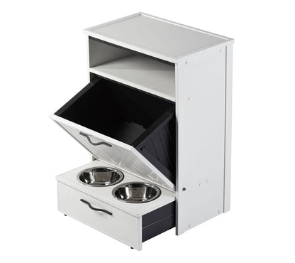 Armario Comedero Para Mascotas Luisiana - Dos Cuencos De Acero Inoxidable Accesibles Para Perros Y Gatos - 36,4x58,4x83,2cm (blanco)_4