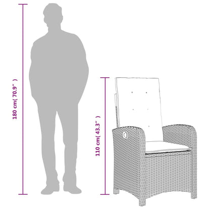 Set Comedor De Jardín 3 Pzas Cojines Ratán Sintético Gris Claro / Vetonek_5
