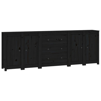 Aparador De Madera Maciza De Pino Negro 230 X 35 X 80 Cm_1
