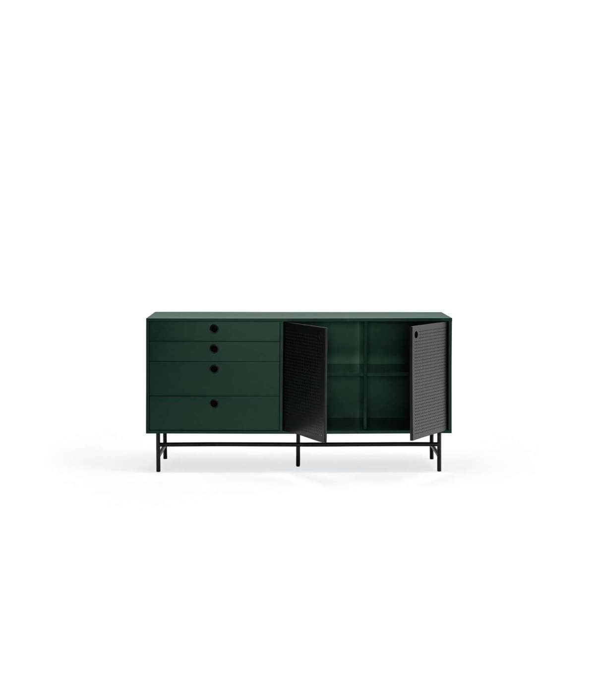 Mueble Aparador Para Comedor Modelo Punto 2 Puertas 4 Cajones Acabado Verde/negro, 47cm(ancho) 77cm(alto) 150cm (largo)_3