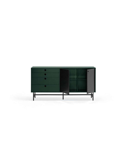 Mueble Aparador Para Comedor Modelo Punto 2 Puertas 4 Cajones Acabado Verde/negro, 47cm(ancho) 77cm(alto) 150cm (largo)_3