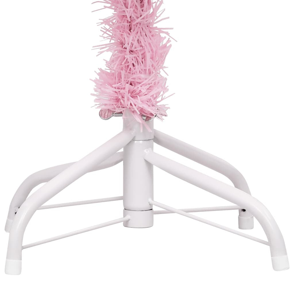 Vidaxl Árbol De Navidad Preiluminado Con Luces Y Soporte Rosa 120 Cm_4