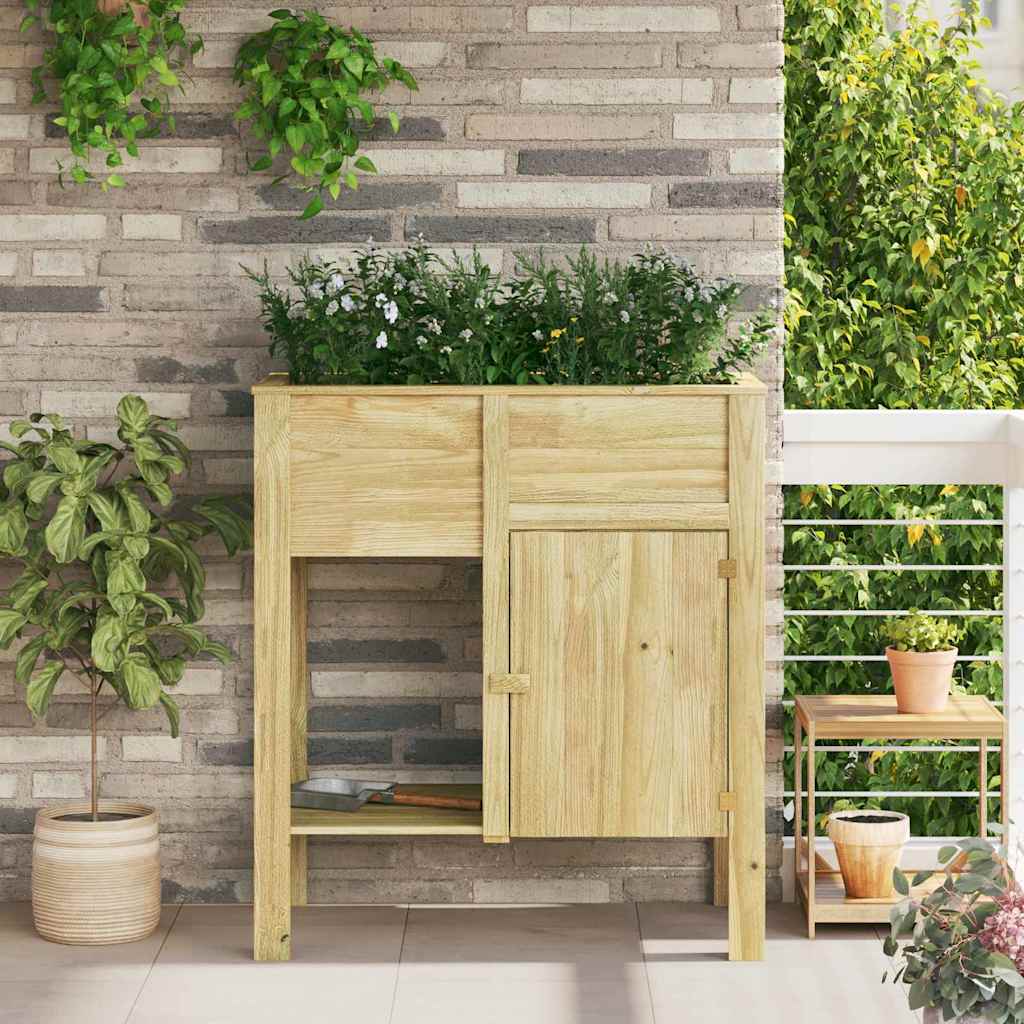 Macetero Alto Marrón Madera De Pino Impregnada_1