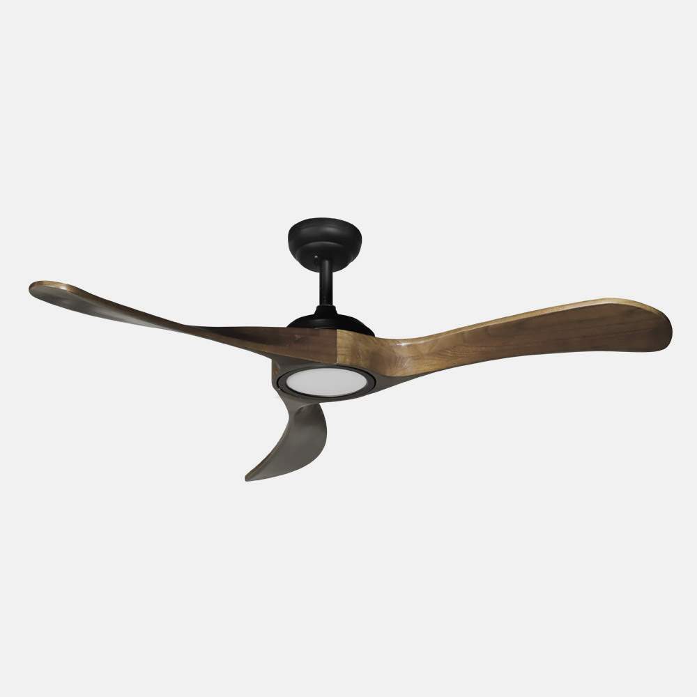 Ventilador Dc Castelo 18w Negro/roble 3 Aspas 132d Reg. Intensidad 2250lm 3000k-6000k C/remoto, Timer, Mem._2