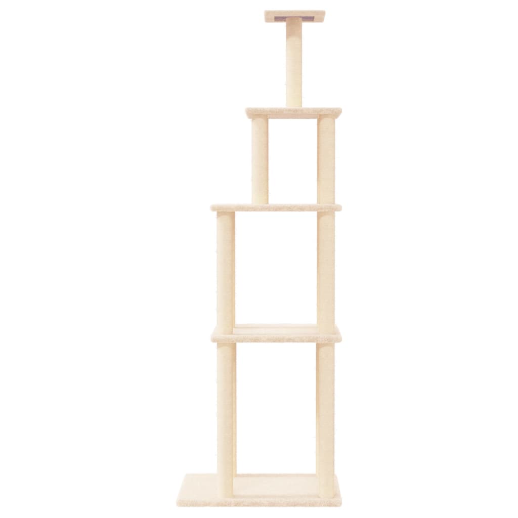 Rascador Para Gatos Con Postes De Sisal Color Crema 183 Cm_2