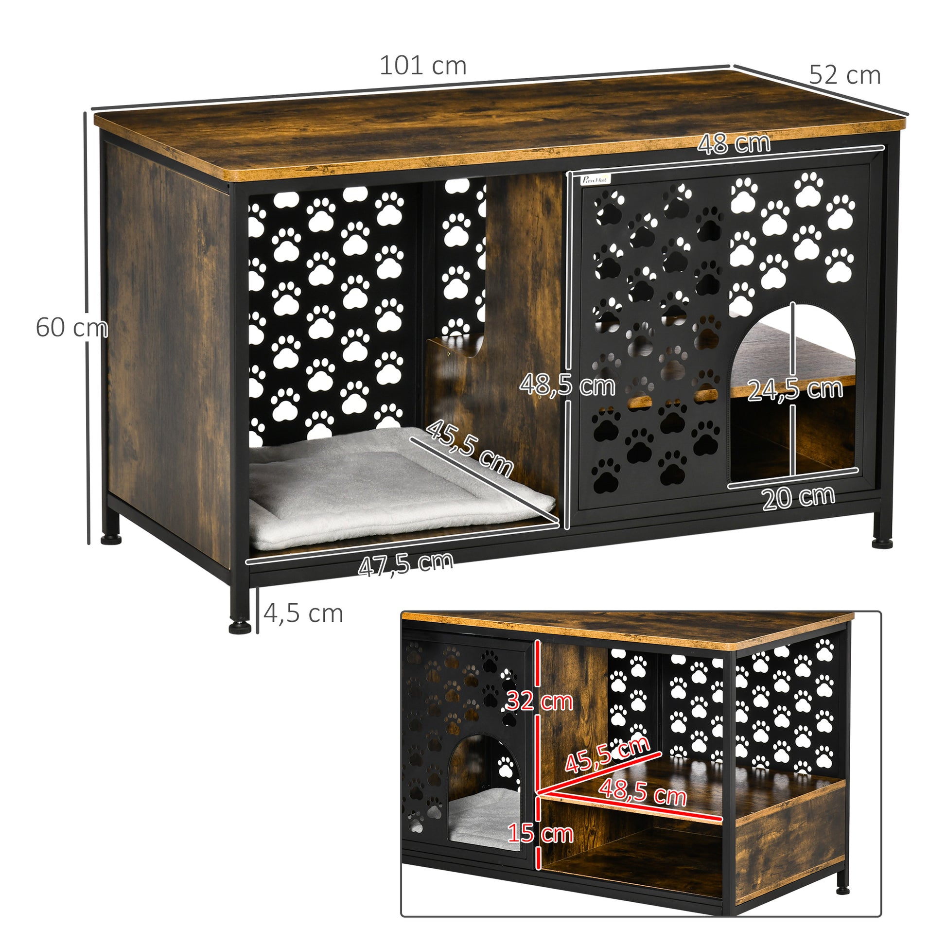 Pawhut Casa Para Gatos De Madera Con Estantes Cojín Lavable Y Puerta Corredera_2