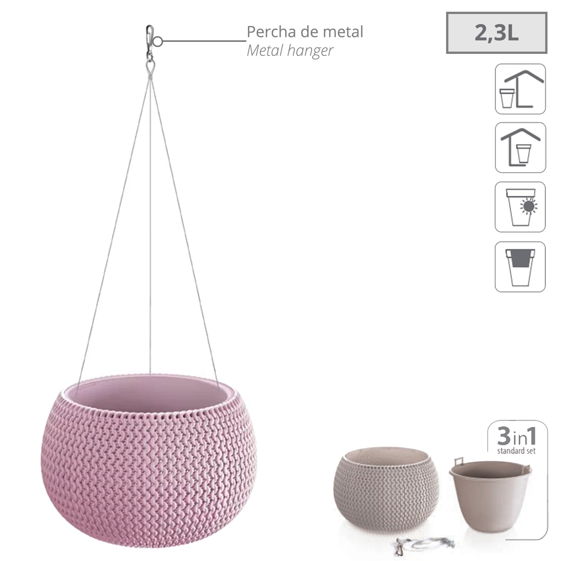 Maceta Splofy Bowl Ws, Con Depósito, Dimensiones (mm) 239x239x161, Color Arándano Claro_2