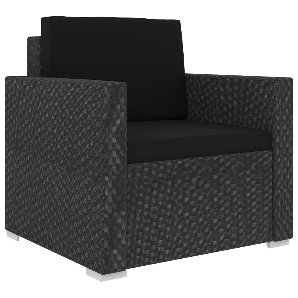 Vidaxl Set Muebles De Jardín 13 Piezas Y Cojines Ratán Sintético Negro_3