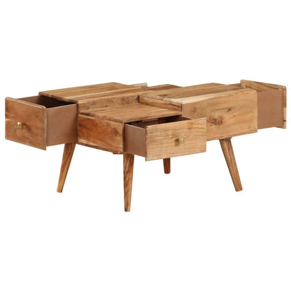 Mesa De Centro De Madera Maciza De Acacia 70x60x42 Cm_2