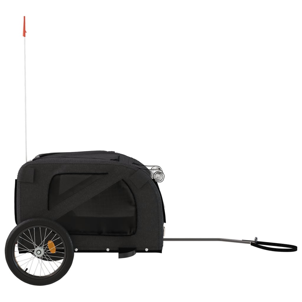 Remolque De Bicicleta Mascotas Hierro Tela Oxford Negro_5