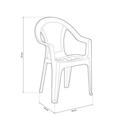 Pack 4 Sillas De Exterior Coral Apilables, Polipropileno, Blanco, 54 X 81 X 56_5