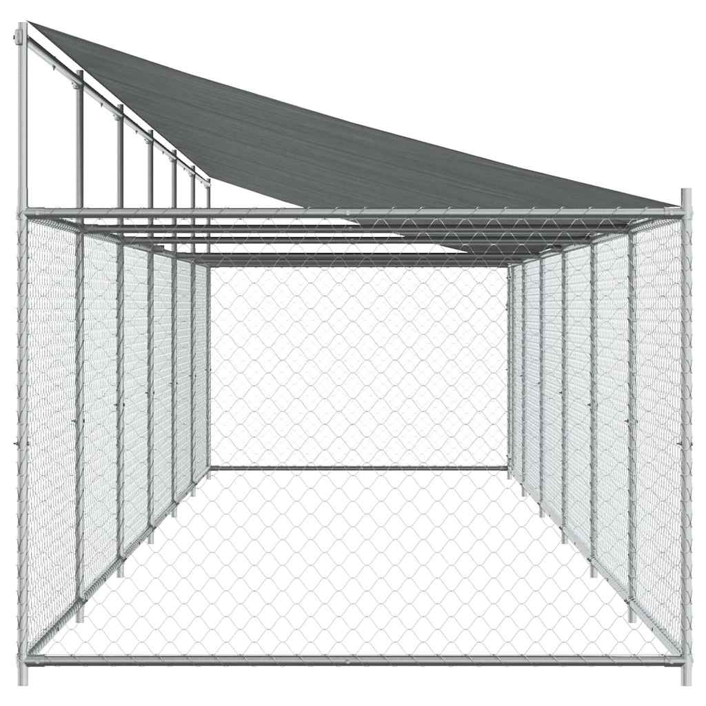 Jaula De Perros Techo Y Puerta Acero Galvanizado Gris 12x2x2 M_4