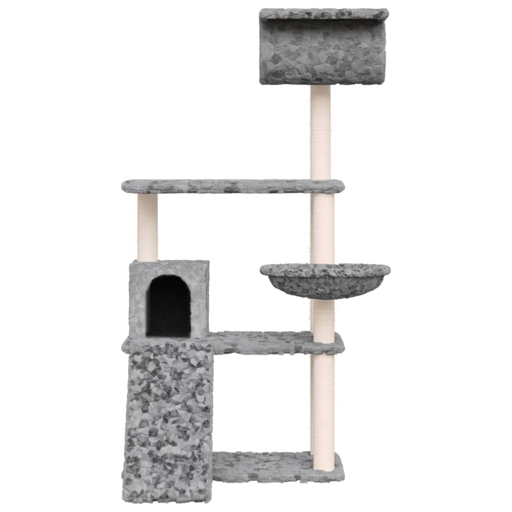 Rascador Para Gatos Con Postes De Sisal Gris Claro 131 Cm_2