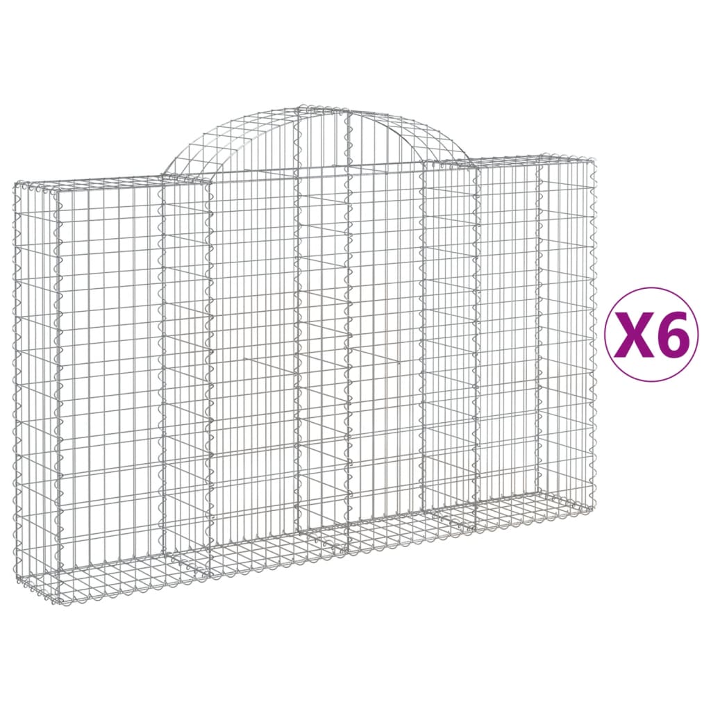 Cestas De Gaviones 6 Uds Forma De Arco Hierro 200x30x120/140 Cm_0
