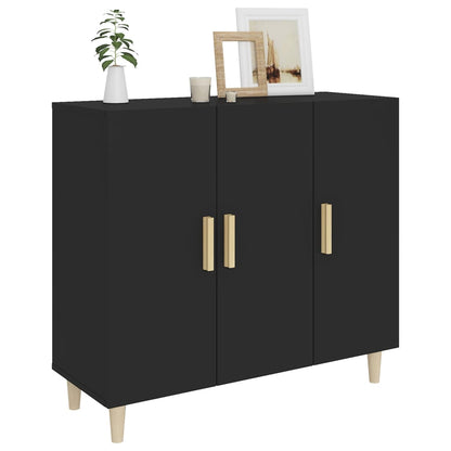 Aparador De Madera De Ingeniería Negro 90x34x80 Cm / Vetonek_2