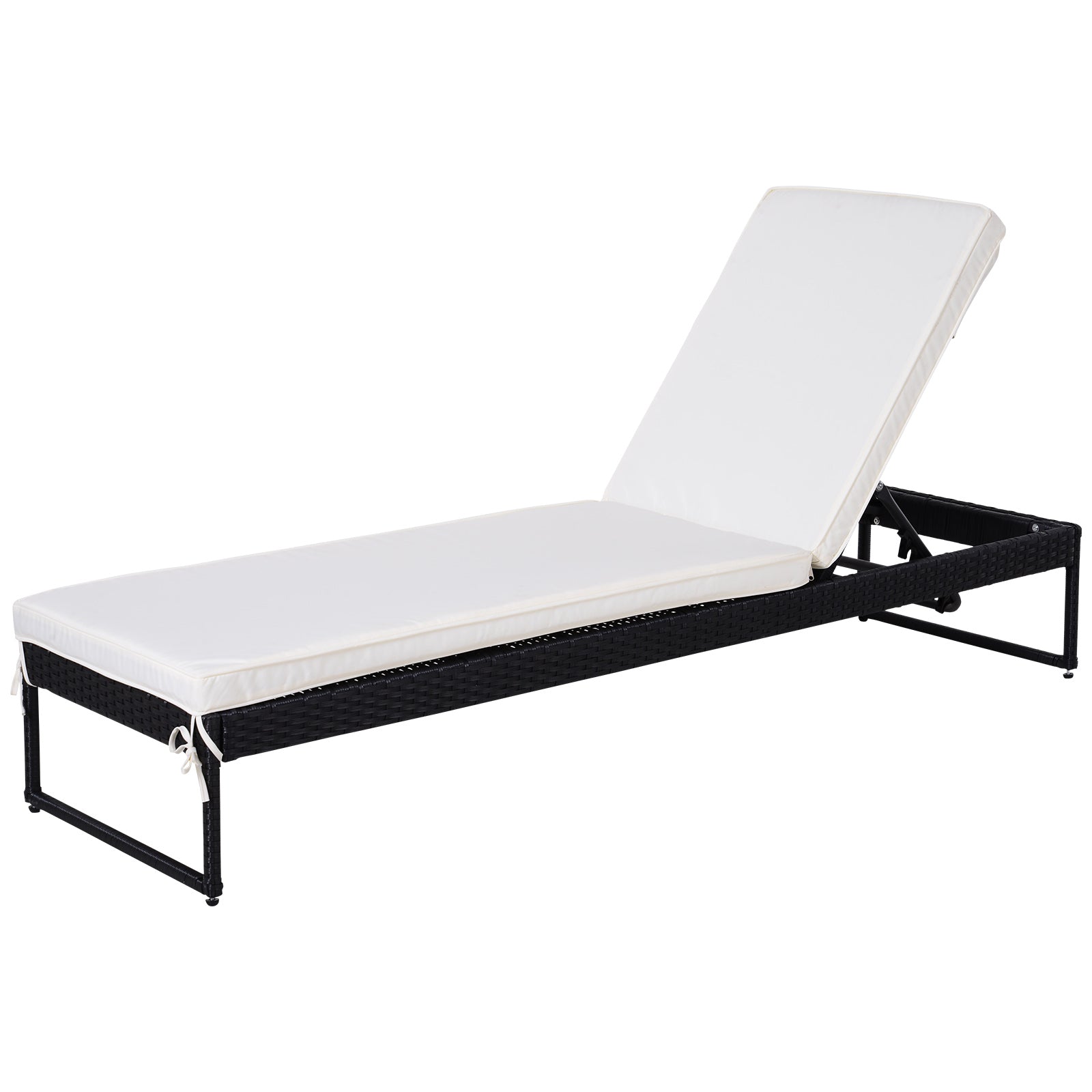 Outsunny Conjunto De 2 Tumbonas De Terraza Con Mesa Ratán 195x60x86 Cm Negro_3