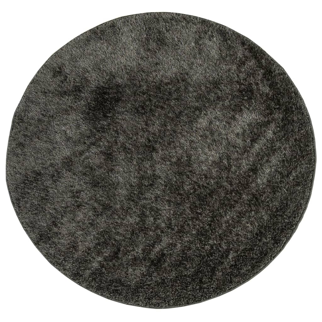 Alfombra Pelo Largo Aspecto Brillante Istan Antracita Ø 120 Cm / Vetonek_3