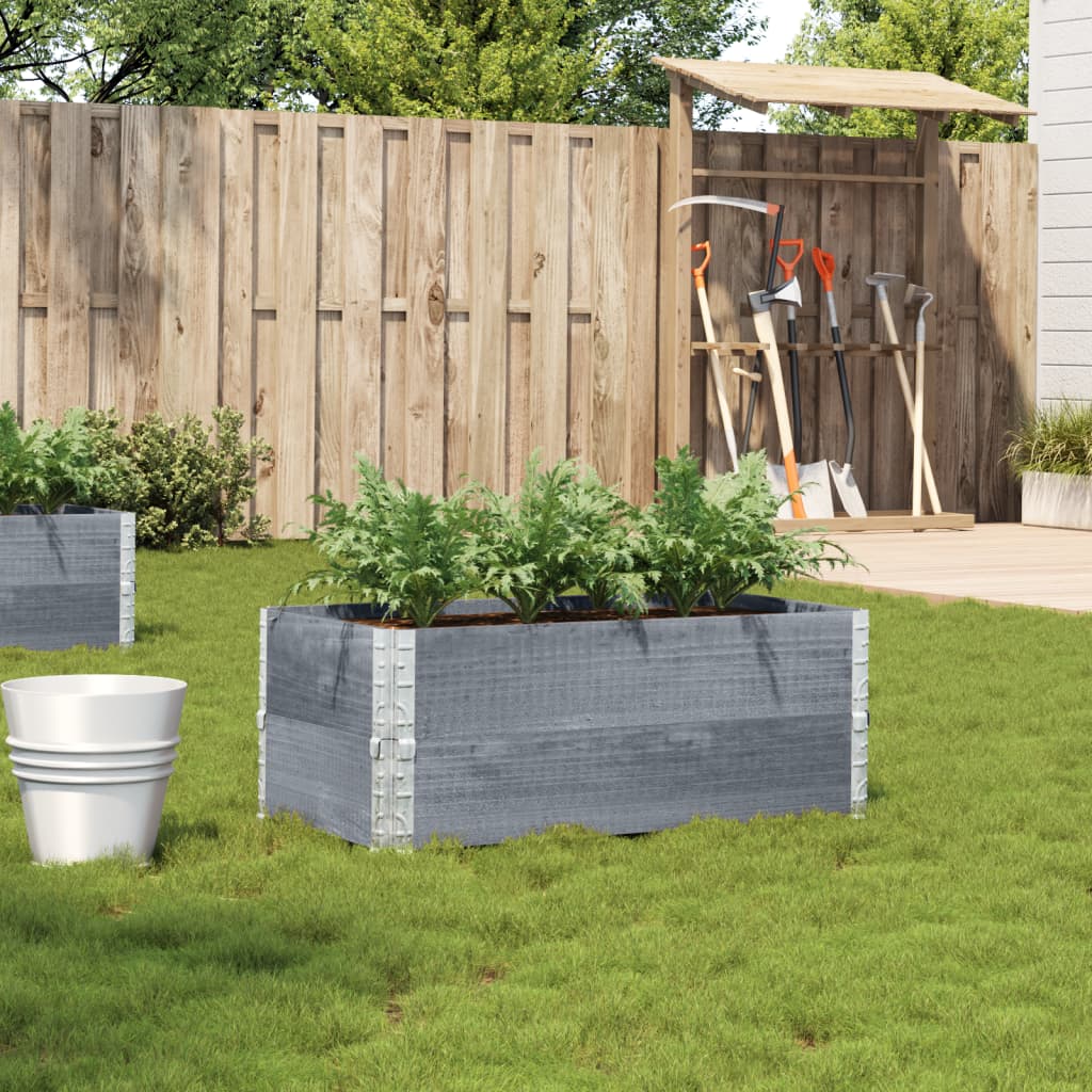 Jardinera De Madera Maciza De Pino Gris 100x50 Cm_1