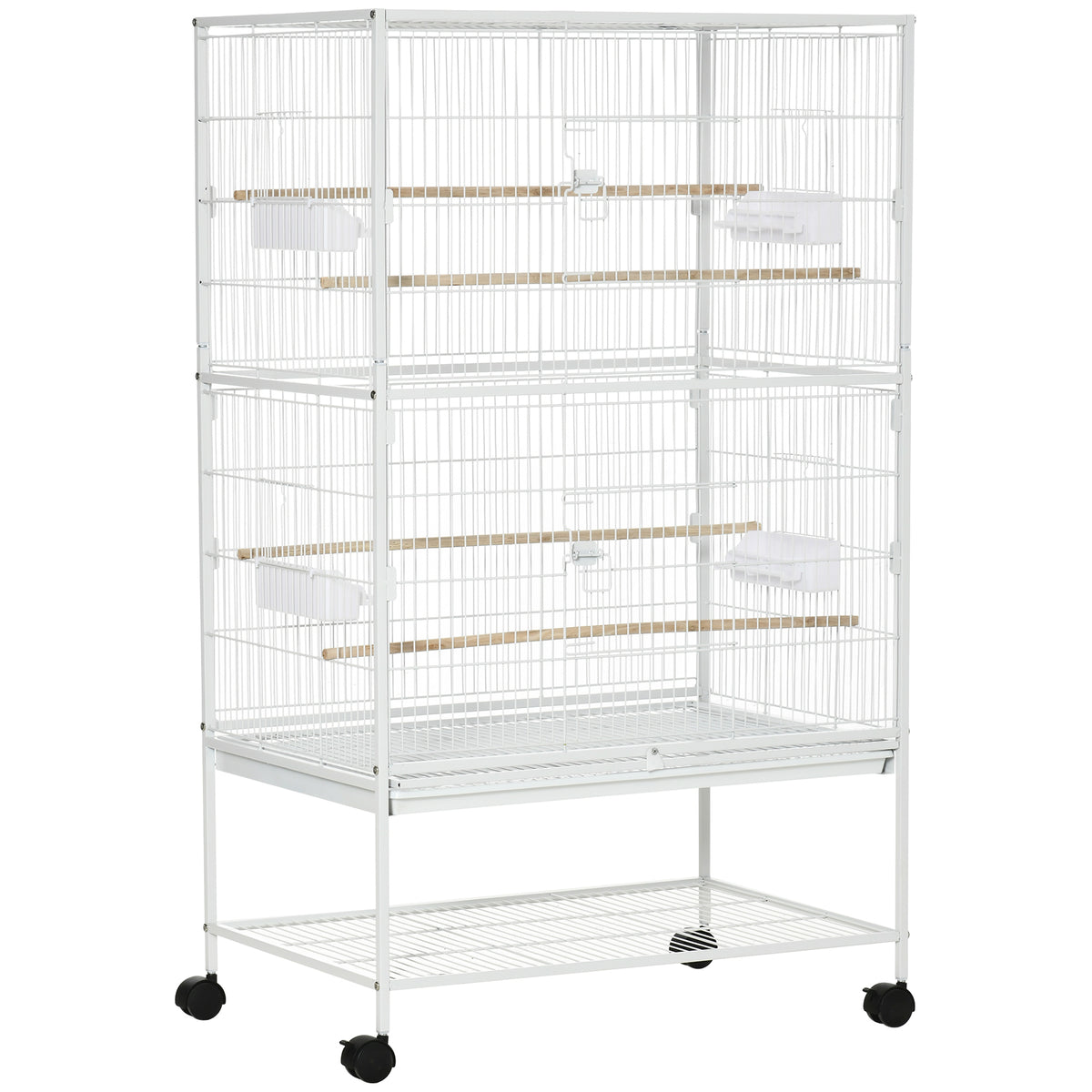 Pawhut Jaula Para Pájaros Con Ruedas 78x52x132 Cm Con Bandeja Extraíble Puertas_0