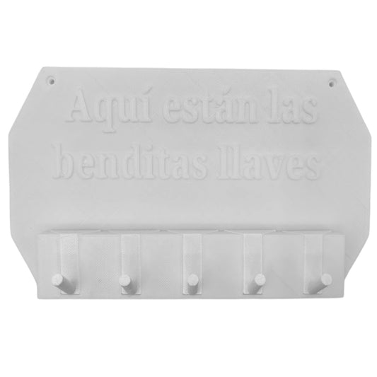 Well Home - Colgador De Llaves De Pared aquí Están Las Benditas Llaves Color Blanco._0