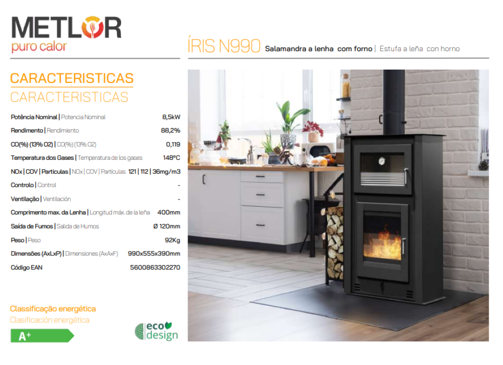 Estufa De Leña Metlor Modelo Íris N990_2