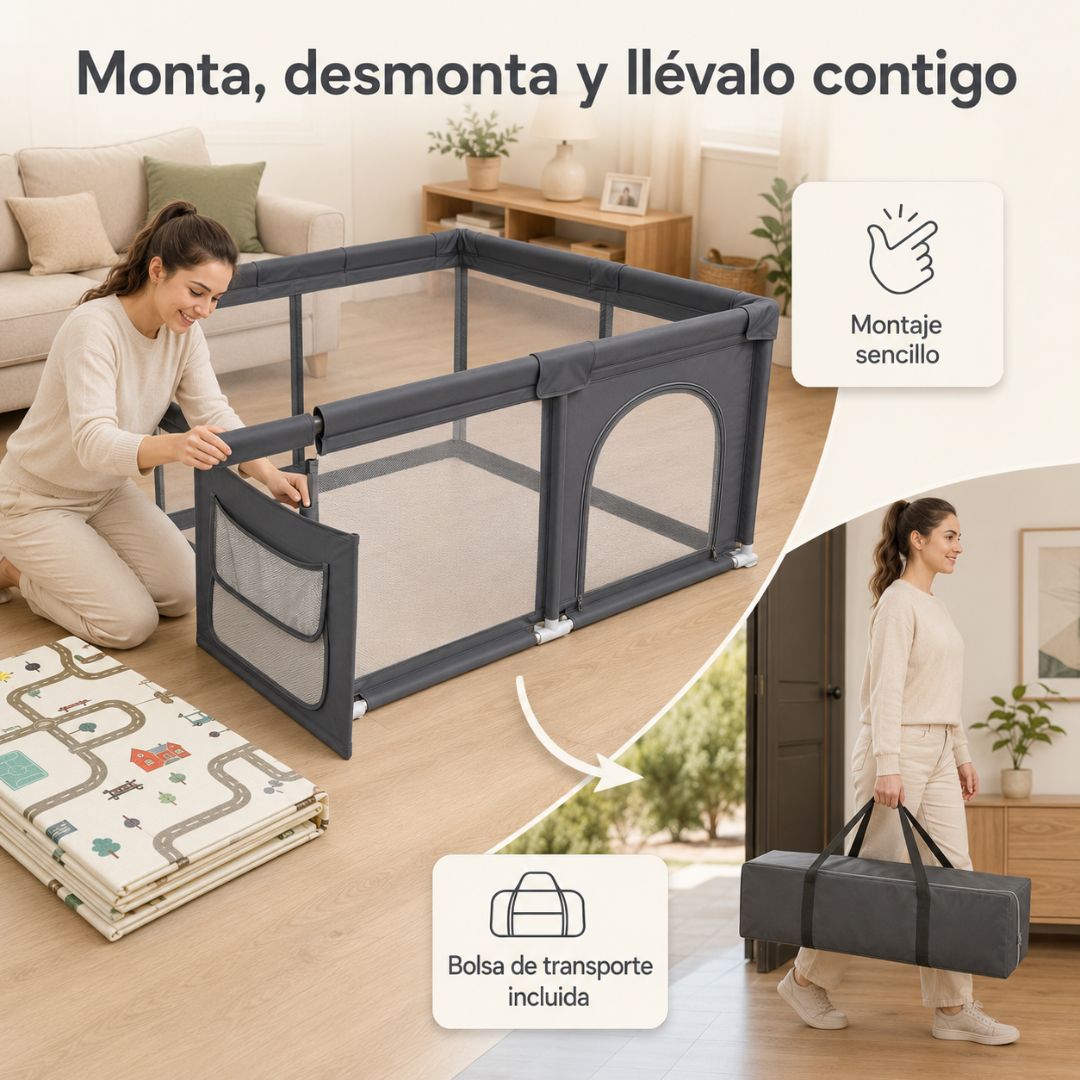 Parque Infantil Para Bebés Con Alfombra Reversible, Pelotas De Piscina De Bolas, Bolsa De Transporte Bathby_5