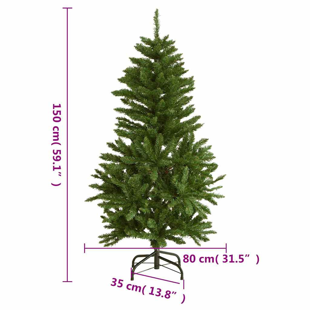 Vidaxl Árbol De Navidad Artificial Con Bisagras 150 Led Y Bolas 150 Cm_2
