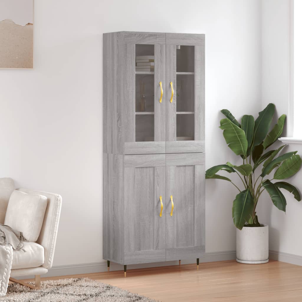 Aparador Alto Madera Contrachapada Gris Sonoma 69,5x34x180 Cm_0