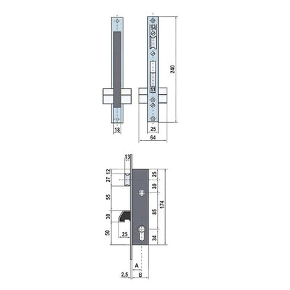 Cerradura Lince 5570-25    Frente  Inoxidable_1
