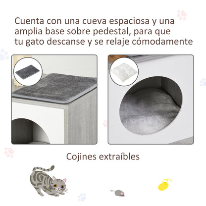 Pawhut Árbol Para Gatos 59x39x62 Cm De 3 Niveles Con Plataformas Postes Cueva_5