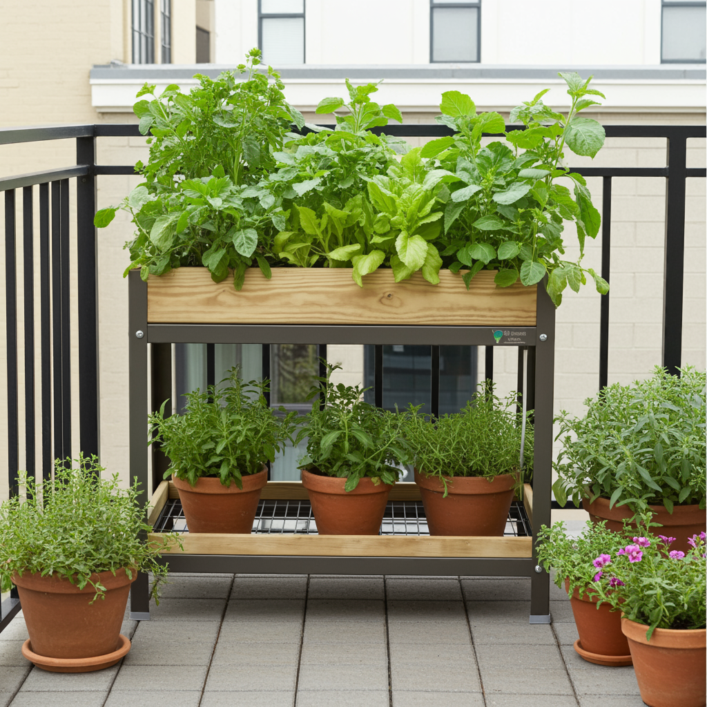 MI HUERTO URBAN Jardinera Elevada Madera con Bandeja Recoge Aguas | Estructura Metálica | Gris | 90x60x78cm_5